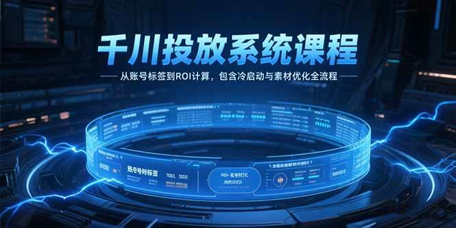 （15263期）千川投放系统课程，从账号标签到ROI计算，包含冷启动与素材优化全流程-777网创网