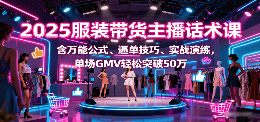 2025服装带货主播话术课，含万能公式、逼单技巧、实战演练，单场GMV轻松突破50万-777网创网