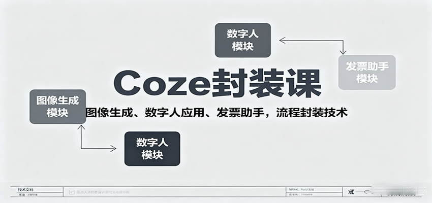 Coze封装课,图像生成、数字人应用、发票助手,流程封装技术-777网创网