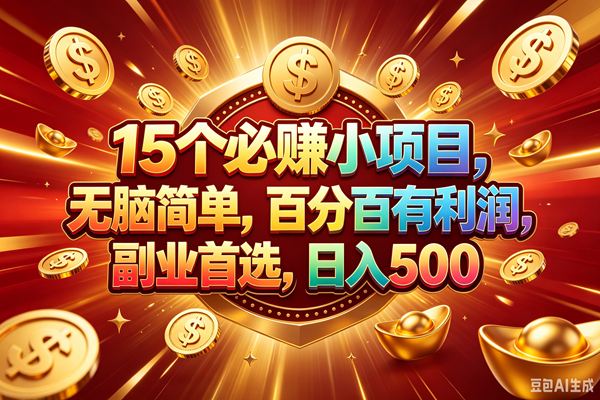 （19143期）15个必赚的小项目，百分百赚元子，无脑简单，副业首选，日入500+-777网创网