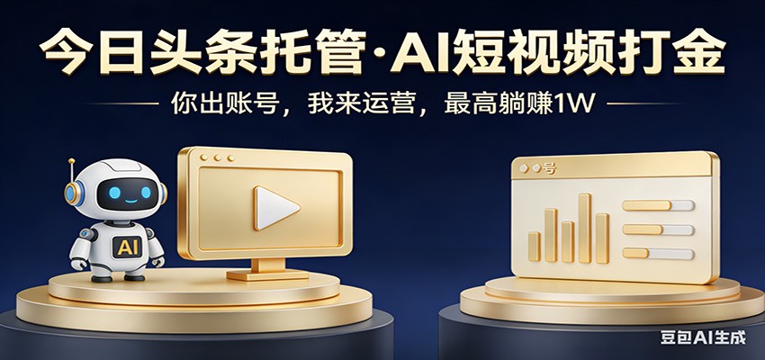 头条号AI托管，我提供作品，你提供账号，每天5分钟发布，小白躺赚3000+-777网创网
