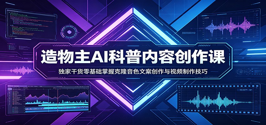 AI科普内容创作课：独家干货零基础掌握克隆音色文案创作与视频制作技巧-777网创网