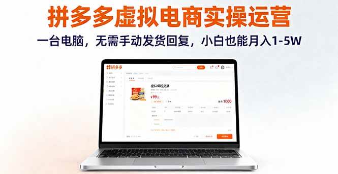 （16138期）拼多多虚拟电商实操运营，一台电脑，无需手动发货回复，小白也能月入1-5W-777网创网