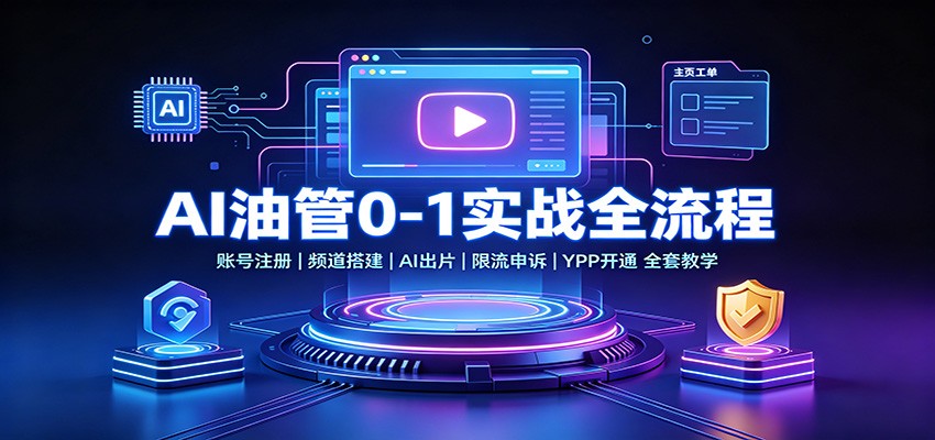 AI油管0-1实战：账号注册频道搭建，AI出片，限流申诉，YPP开通全套教学-777网创网