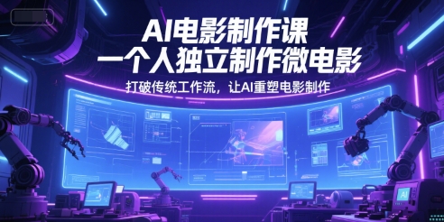 AI电影制作课,一个人独立制作微电影,打破传统工作流,让AI重塑电影制作-777网创网