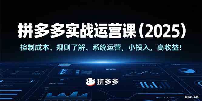 拼多多实战运营课（2025），控制成本、规则了解、系统运营，小投入，高收益！-777网创网