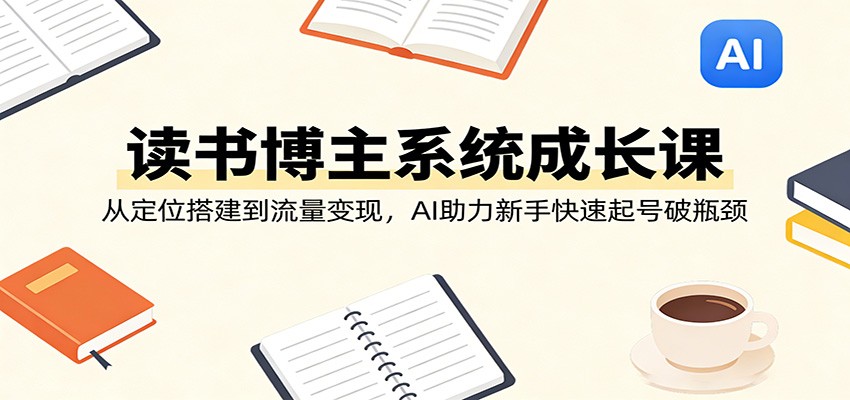 读书博主系统成长课：从定位搭建到流量变现，AI助力新手快速起号破瓶颈-777网创网