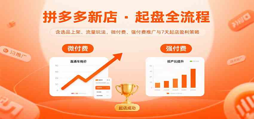 拼多多新店起盘全流程，含选品上架、流量玩法，微付费、强付费推广与7天起店盈利策略-777网创网