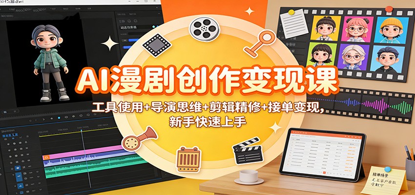 AI漫剧创作变现课:工具使用+导演思维+剪辑精修+接单变现,新手快速上手 AI漫剧创作变现课:工具使用+导演思维+剪辑精修+接单变现,新手快速上手
