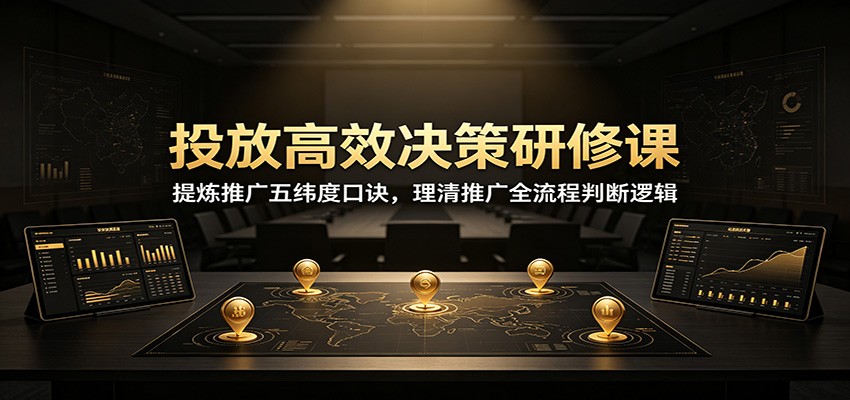 投放高效决策研修课：提炼推广五纬度口诀，理清推广全流程判断逻辑-777网创网