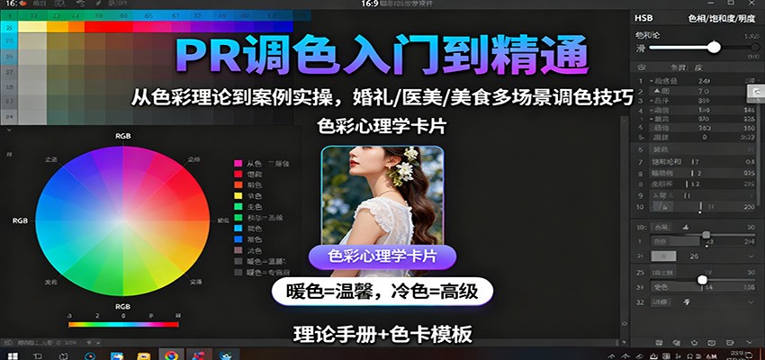 PR调色入门到精通：从色彩理论到案例实操，婚礼/医美/美食多场景调色技巧-777网创网