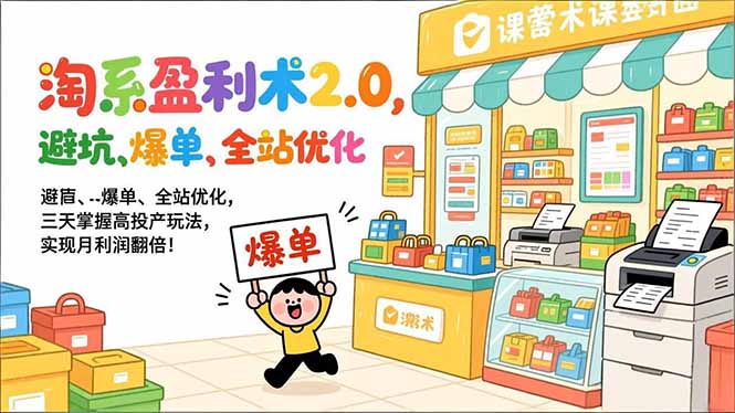 淘系盈利术2.0,避坑、爆单、全站优化,三天掌握高投产玩法,实现月利润翻倍!-777网创网