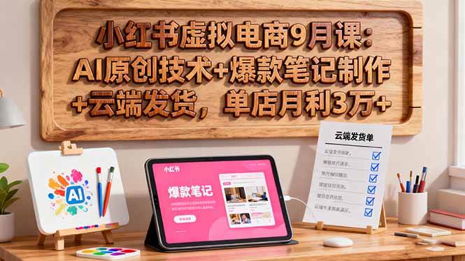 （16287期）小红书虚拟电商9月课：AI原创技术+爆款笔记制作+云端发货，单店月利3万+-777网创网