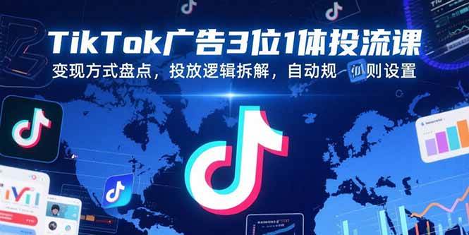 （15460期）TikTok广告3位1体投流课，变现方式盘点，投放逻辑拆解，自动规则设置-777网创网