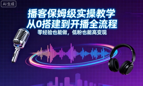 播客保姆级实操教学,从0搭建到开播全流程,零经验也能做,低粉也能高变现-777网创网
