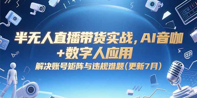 （15280期）半无人直播带货实战，AI音咖+数字人应用 解决账号矩阵与违规难题(更新7月)-777网创网