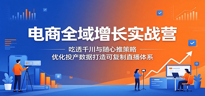 电商全域增长实战营：吃透千川与随心推策略，优化投产数据打造可复制直播体系-777网创网