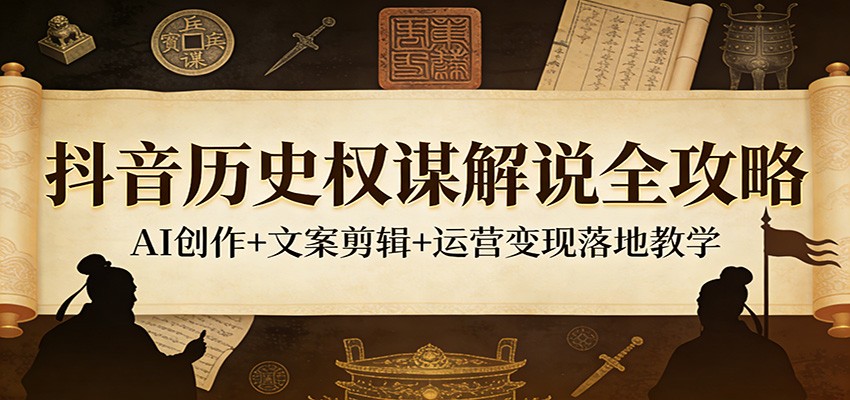 抖音历史权谋解说全攻略：AI创作+文案剪辑+运营变现落地教学-777网创网