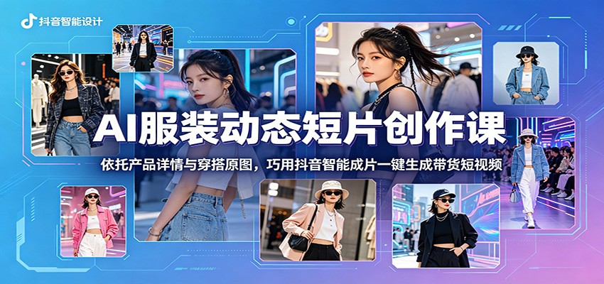 AI服装动态短片创作课：依托产品详情与穿搭原图，巧用抖音智能成片一键生成带货短视频-777网创网