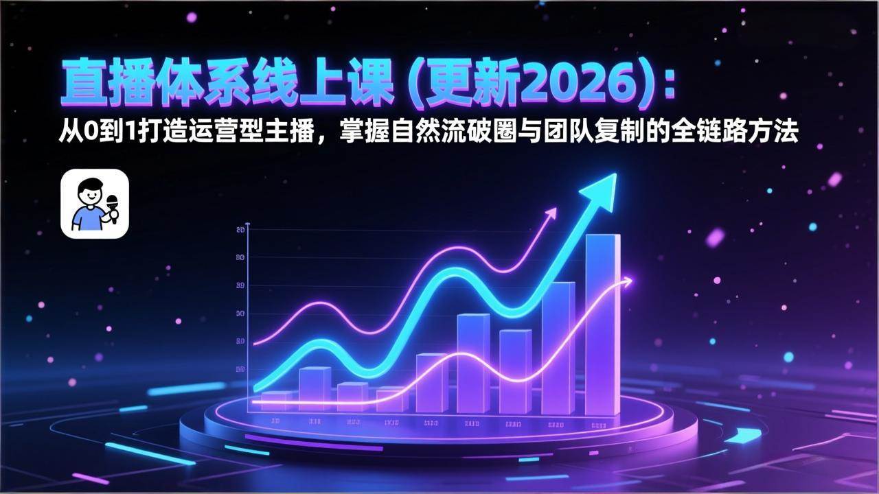 （17186期）直播体系线上课(更新2026)：从0到1打造运营型主播，掌握自然流破圈与团队复制的全链路方法-777网创网