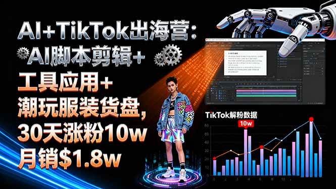 （16108期）AI+TikTok出海营:AI脚本剪辑+工具应用+潮玩服装货盘,30天涨粉10w月销$1.8w-777网创网