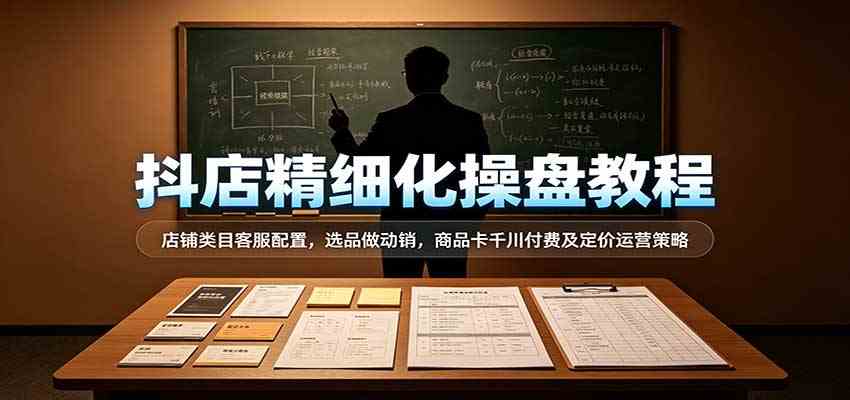 抖店精细化操盘教程:店铺类目客服配置,选品做动销,商品卡千川付费及定价运营策略-777网创网