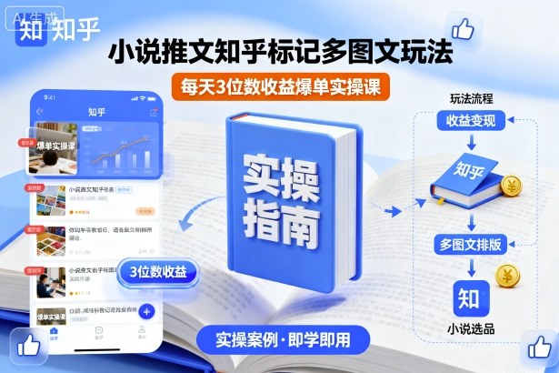 小说推文知乎标记多图文玩法，每天3位数收益爆单实操课-777网创网