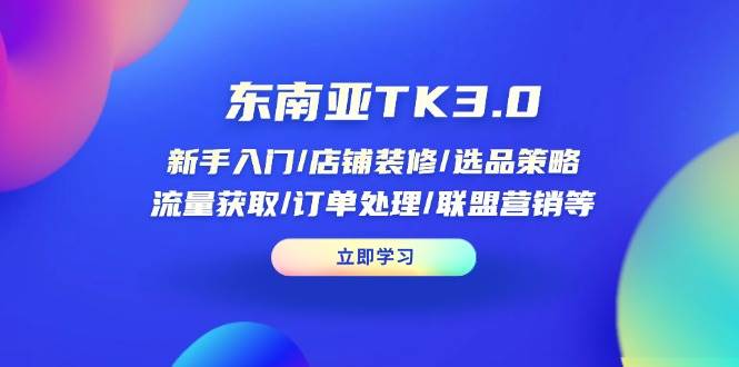 (14208期)东南亚TK3.0:新手入门/店铺装修/选品策略/流量获取/订单处理/联盟营销等-777网创网