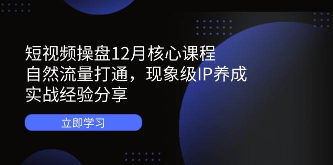 （14447期）短视频操盘12月核心课程：自然流量打通，现象级IP养成，实战经验分享-777网创网