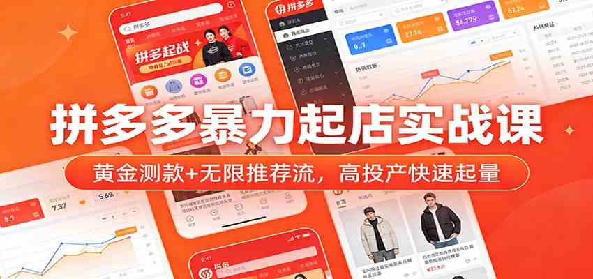 拼多多暴力起店实战课：黄金测款+无限推荐流，高投产快速起量-777网创网