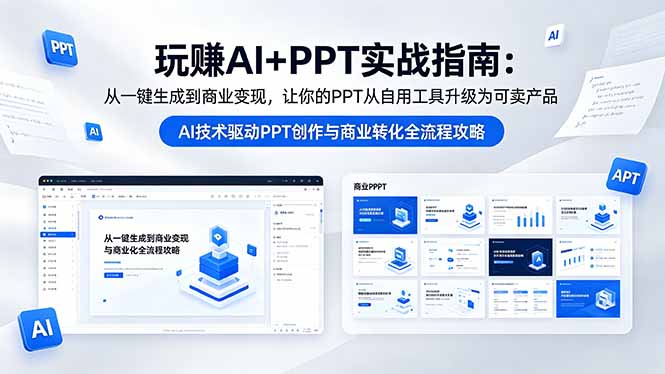 玩赚AI+PPT实战指南-更新5月13:从一键生成到商业变现,让你的PPT从自用工具升级为可卖产品-777网创网