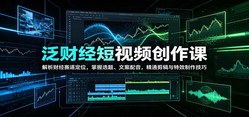 泛财经短视频创作课：解析财经赛道定位，掌握选题、文案配音，精通剪辑与特效制作技巧-777网创网