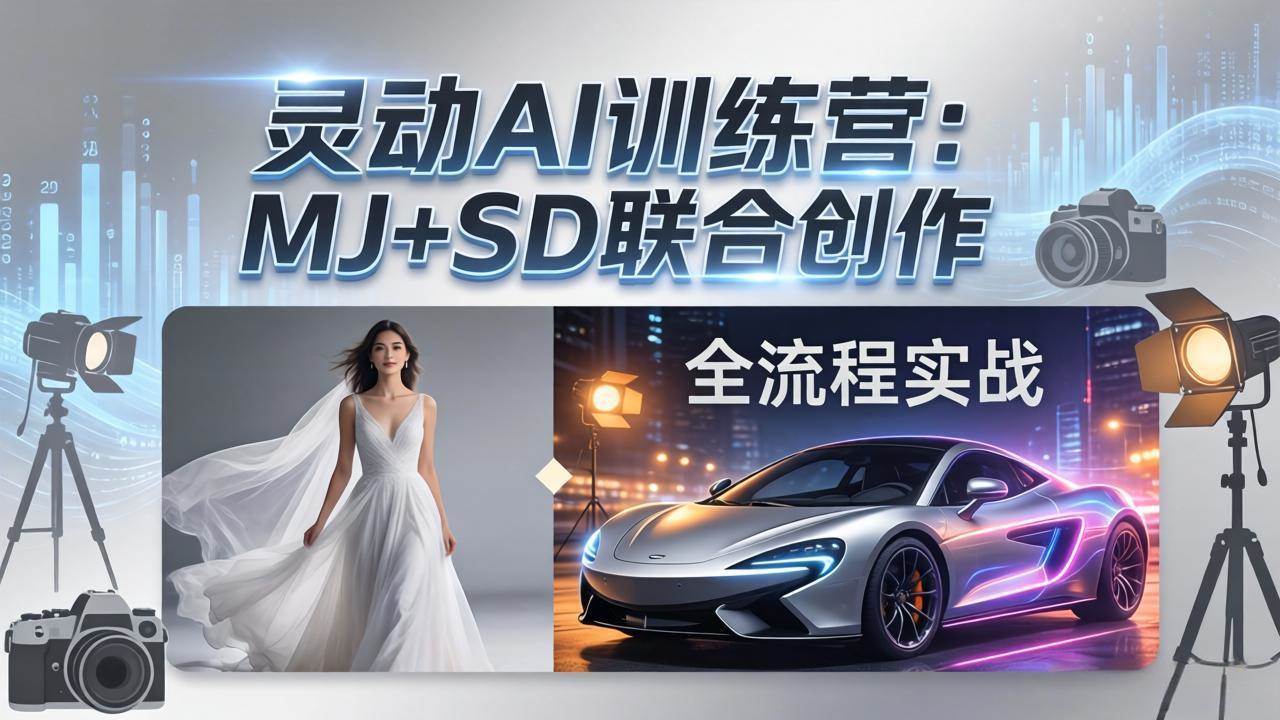 (17795期)灵动AI训练营-3.0课程:MJ+SD联合创作,从婚纱大片到汽车广告,摄影后期全流程实战 (17795期)灵动AI训练营-3.0课程:MJ+SD联合创作,从婚纱大片到汽车广告,摄影后期全流程实战