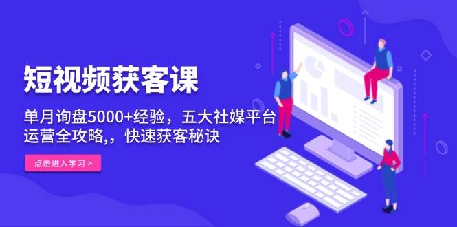 （13715期）短视频获客课，单月询盘5000+经验，五大社媒平台运营全攻略,，快速获客…-777网创网
