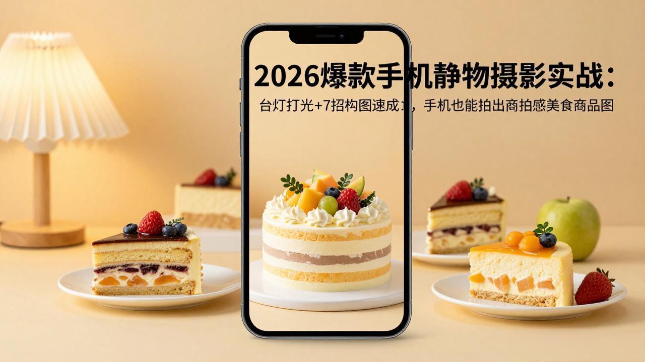 2026爆款手机静物摄影实战:台灯打光+7招构图速成,手机也能拍出商拍感美食商品图-777网创网