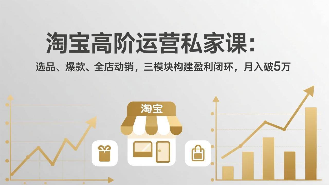 (18095期)淘宝高阶运营私家课(更新26年4月18):选品、爆款、全店动销,三模块构建盈利闭环,月入破5万-777网创网