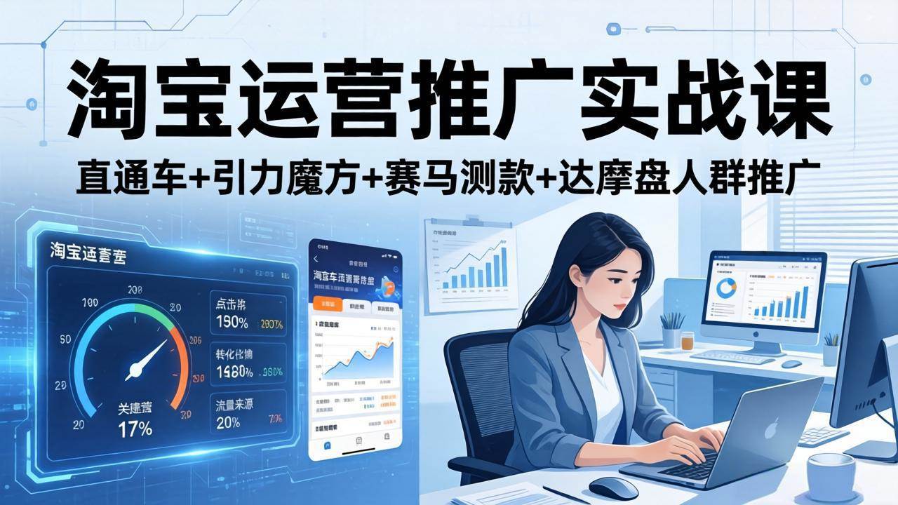 (17774期)淘宝运营推广实战课(更新26年3月)直通车+引力魔方+赛马测款+达摩盘人群推广等-777网创网