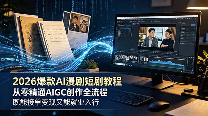 2026 爆款 AI 漫剧短剧教程 从零精通 AIGC 创作全流程 既能接单变现又能就业入行-777网创网