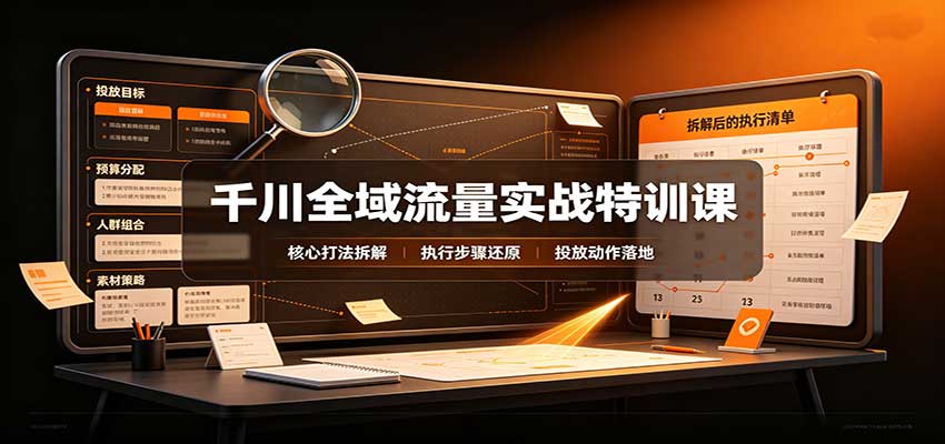 千川全域流量实战特训课：拆解全域投放实操核心打法-777网创网