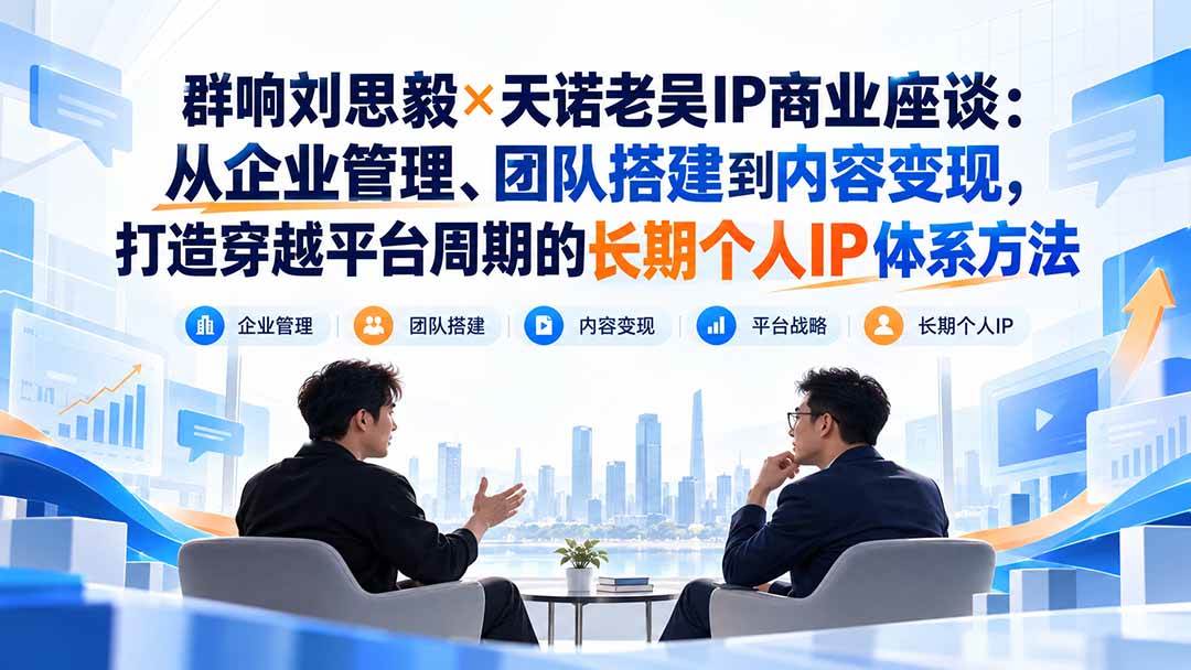 (20771期)群响刘思毅×天诺老吴IP商业座谈:从企业管理、团队搭建到内容变现,打造穿越平台周期的长期个人IP体系方法-777网创网