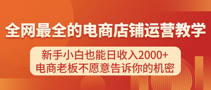 (11266期)电商店铺运营教学,新手小白也能日收入2000+,电商老板不愿意告诉你的机密-777网创网