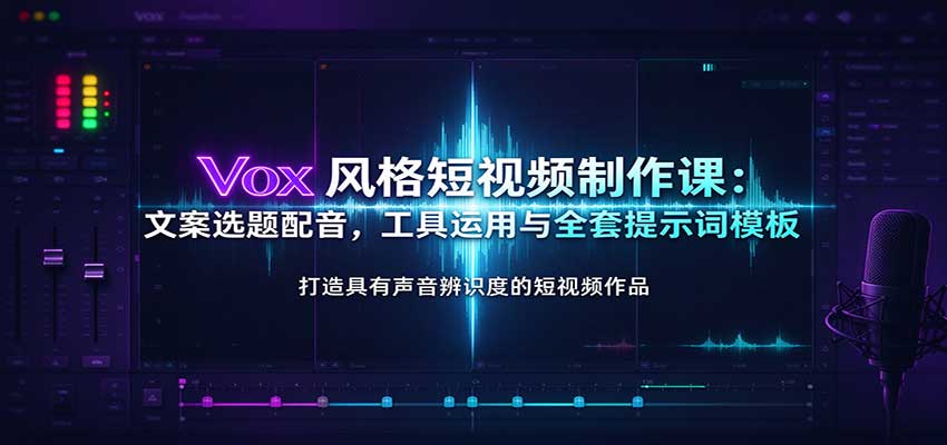 Vox风格短视频制作课:文案选题配音,工具运用与全套提示词模板-777网创网
