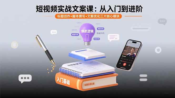 （15911期）短视频实战文案课：从入门到进阶 标题创作+脚本撰写+文案优化三大核心模块-777网创网