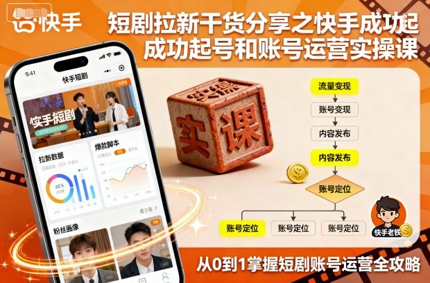 短剧拉新干货分享之快手成功起号和账号运营实操课-777网创网