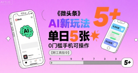 微头条AI新玩法，小白单日5张+，0门槛手机可操作【附工具指令】-777网创网