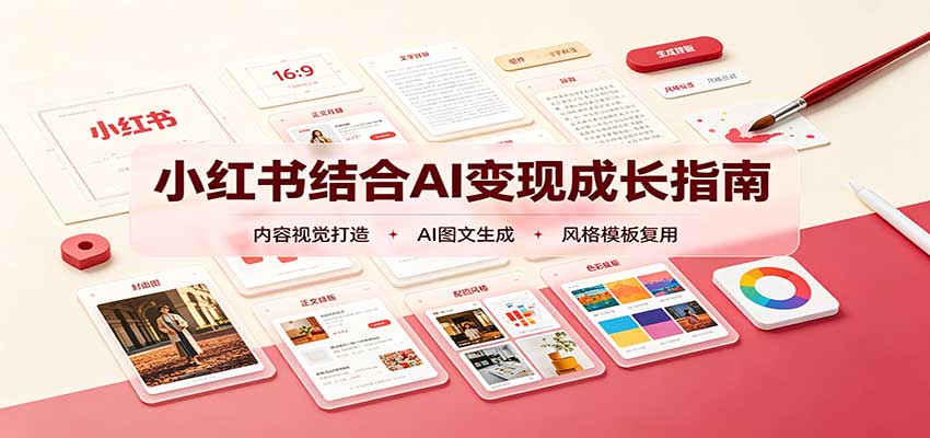 小红书结合AI变现成长指南：账号精准定位，内容视觉打造，搭建可复制流量获客体系-777网创网