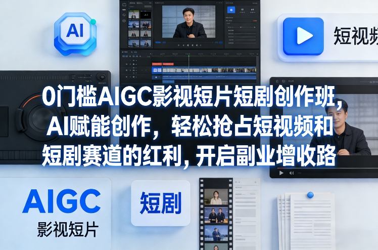 0门槛AIGC影视短片短剧创作班,AI赋能创作,轻松抢占短视频和短剧赛道的红利,开启副业增收路-777网创网