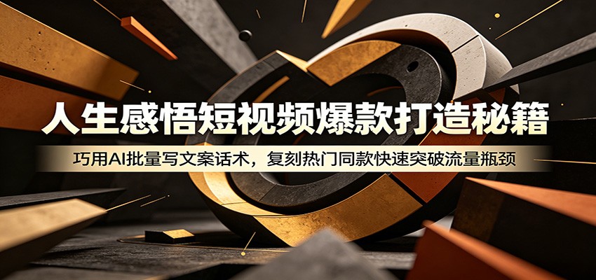 人生感悟短视频爆款打造秘籍：巧用A 批量写文案话术，复刻热门同款快速突破流量瓶颈-777网创网
