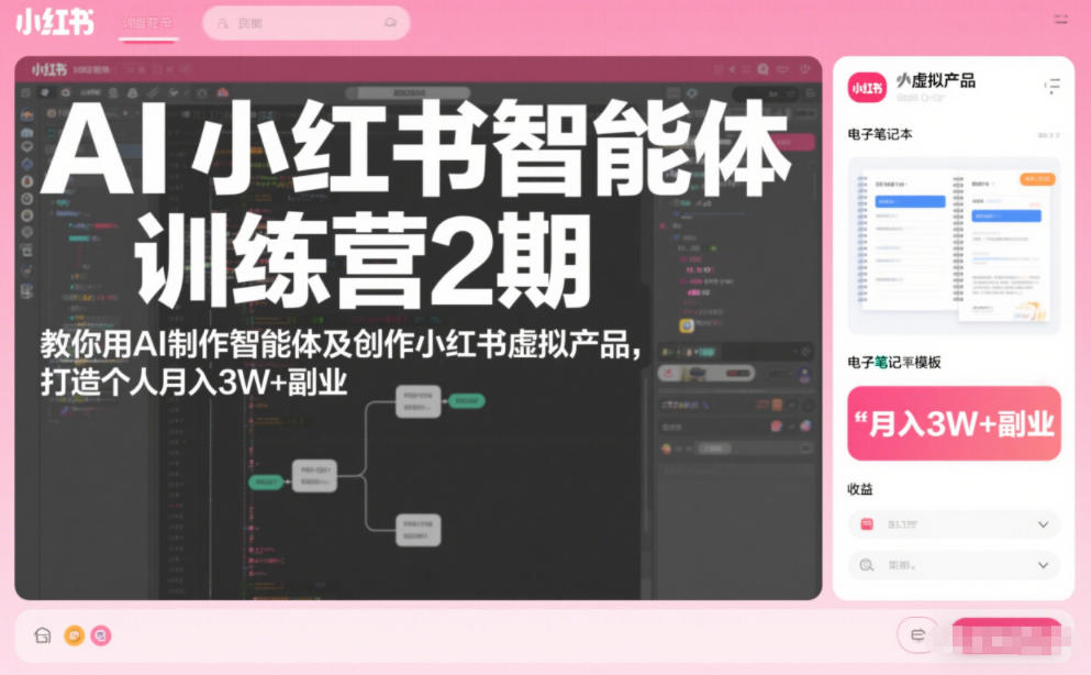 AI小红书智能体训练营2期，教你用AI制作智能体及创作小红书虚拟产品，打造个人月入3W+副业（更新） AI小红书智能体实战课，手把手教你用AI制作智能体及创作小红书虚拟产品，提效+内容商业化（更新）-777网创网