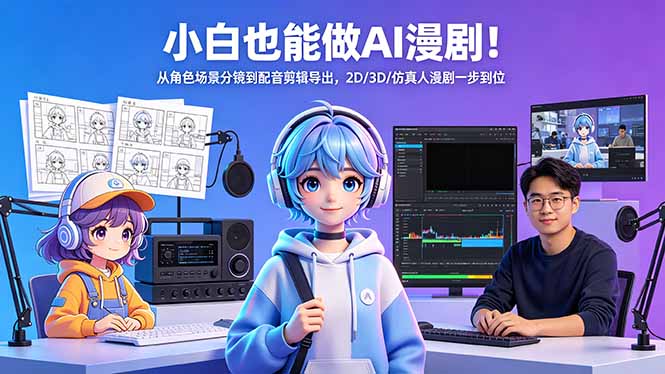 小白也能做AI漫剧!从角色场景分镜到配音剪辑导出,2D/3D/仿真人漫剧一步到位-777网创网
